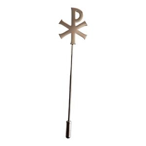 Chi-Rho Cross XP Silver Tone Stick Pin